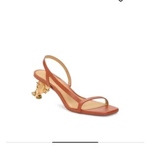 Cult Gaia Terracotta Sandals with Sculpted Gold Heel